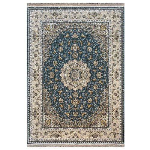 فرش ماشینی ستاره کوروش کاشان طرح محیا زمینه آبی