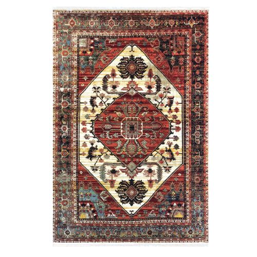 فرش ماشینی ستاره کویر یزد مدل شاهکارنوین کد n-124 زمینه کرم