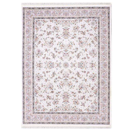 فرش ماشینی صنایع عظیم زاده طرح افشان یکتا گل برجسته زمینه کرم