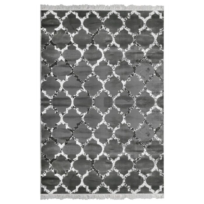 فرش ماشینی آرمانی طرح مراکشی کد 740 زمینه خاکستری