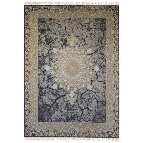 فرش ماشینی فرش شاهکار درین کاشان مدل اروپایی کد 8500 زمینه طوسی