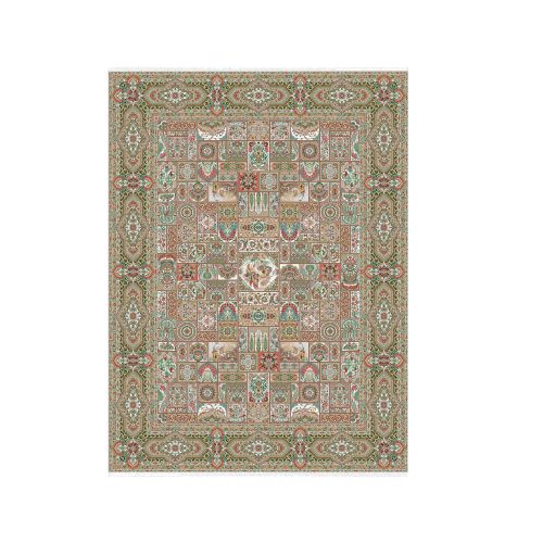 فرش ماشینی ستاره کویر یزد مدل شهریار کد Q-044 زمینه بژ