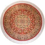 فرش ماشینی رادین اصفهان طرح گرد گل رز رنگ زمینه گوجه ای
