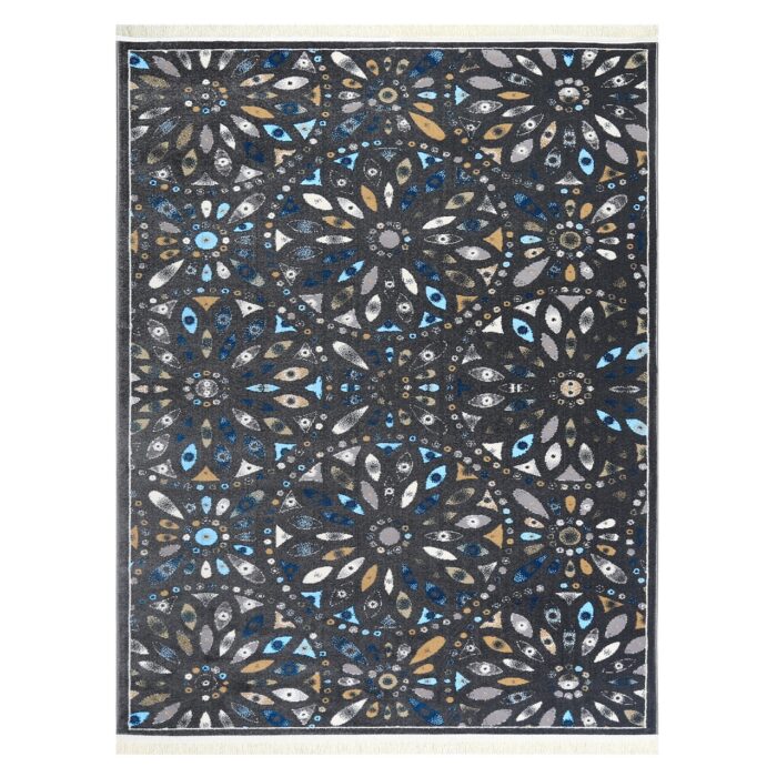 فرش ماشینی دنیای فرش مدل طوطیا کد 8 زمینه نقره ای