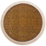 فرش ماشینی فرش رادین طرح گرد پتینه افشان 138رنگ زمینه شکلاتی