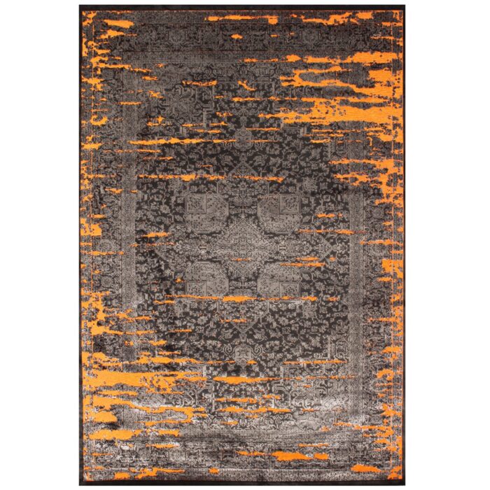 فرش ماشینی دیور کد 2013 زمینه نقره ای نارنجی