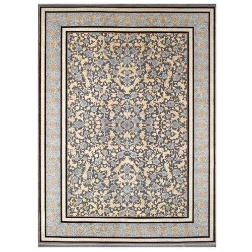 فرش ماشینی آراکو طرح حریص زمینه ذغالی