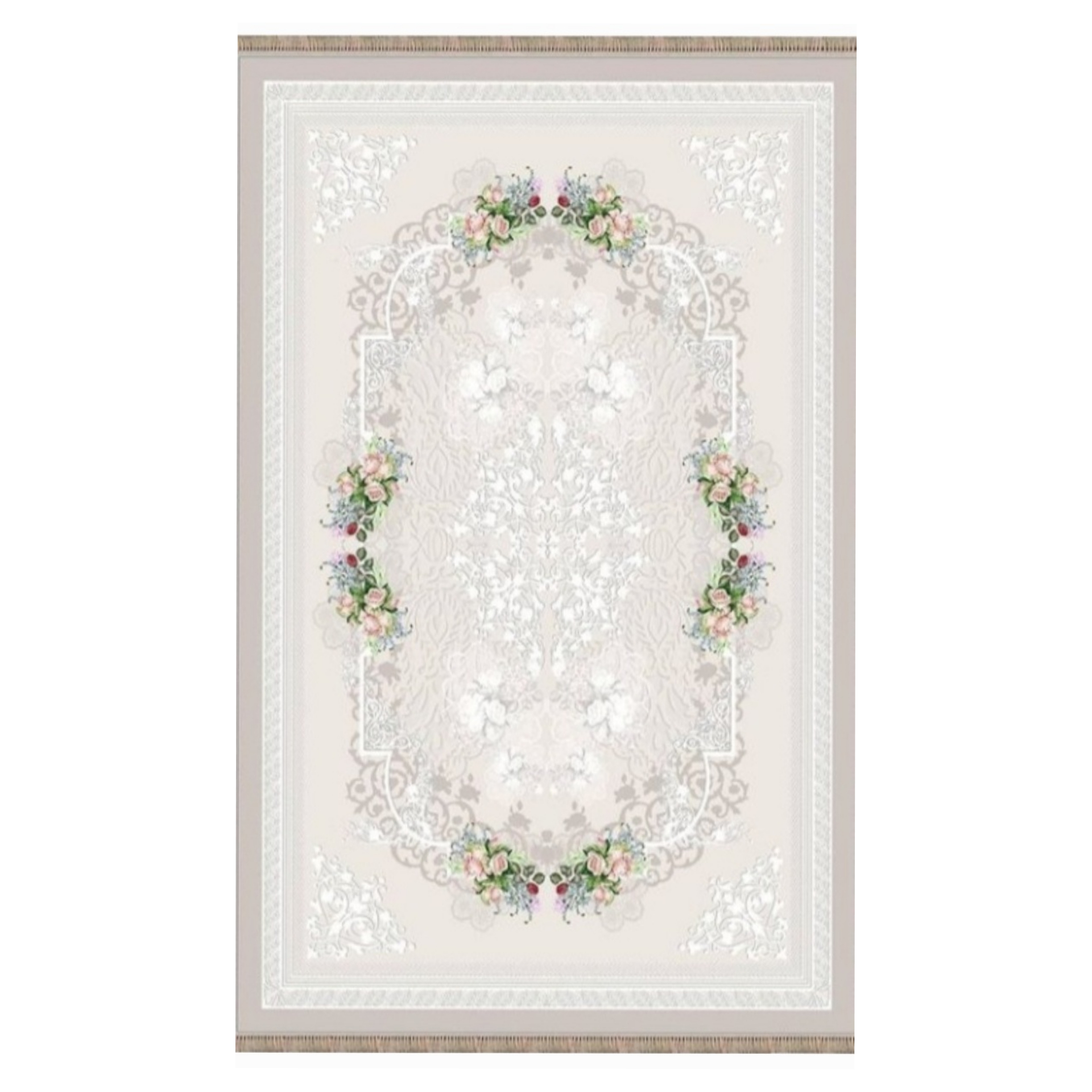 فرش پارچه ای مدل مستطیل کد F4 زمینه طوسی